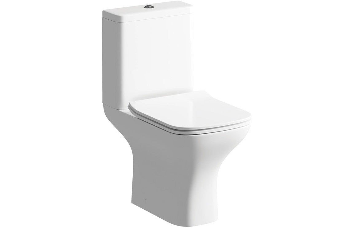 LustraBowl Rimless Short Projection Close Coupled Open Back WC & Slim Soft Close Seat