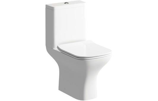 LustraBowl Rimless Short Projection Close Coupled Open Back WC & Slim Soft Close Seat