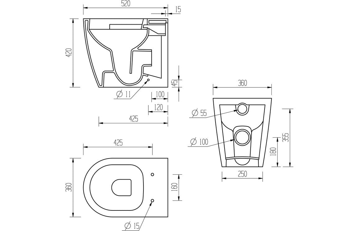 CrystalWash Rimless Back To Wall WC & Soft Close Seat