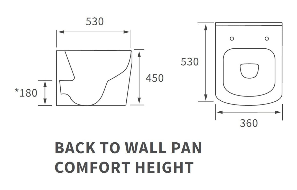 BlissSink Rimless Back To Wall Comfort Height WC & Soft Close Seat