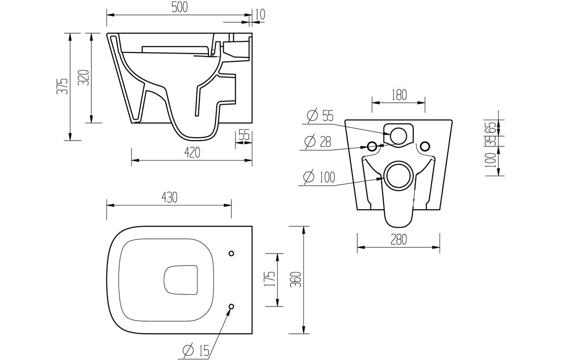 BlissSink Rimless Wall Hung WC & Soft Close Seat