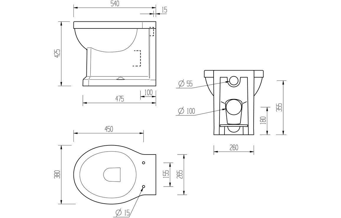 TranquilFlow Back To Wall WC & Satin White Wood Effect Seat