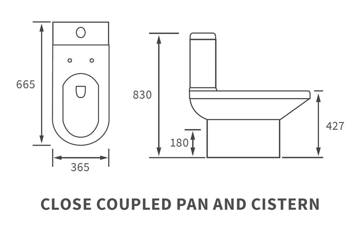 PrismFlow Rimless Close Coupled Open Back WC & Soft Close Seat