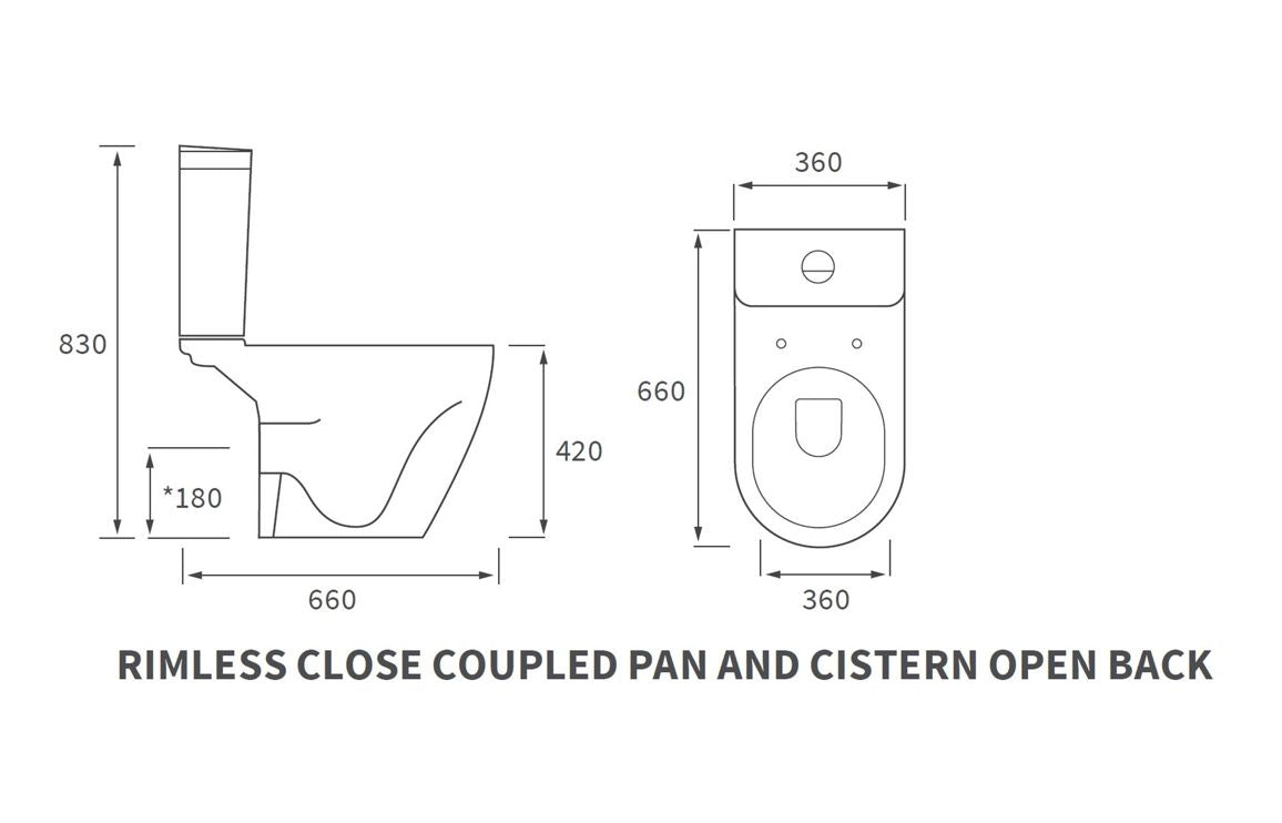 CrystalWash Rimless Close Coupled Open Back WC & Soft Close Seat