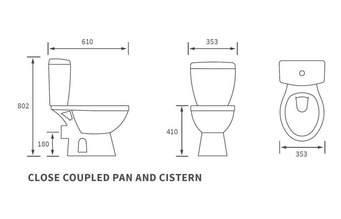 EternaWash Rimless Close Coupled Open Back WC & Soft Close Seat